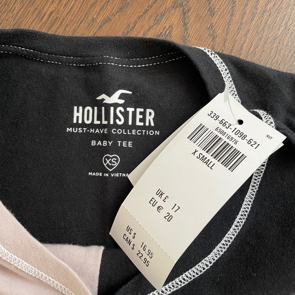 Hollister Baby Tee Long Sleeve Patchwork NWT - Picture 2 of 3